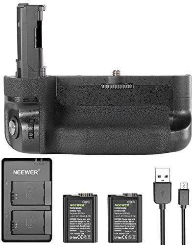 Neewer Vertical Battery Grip Replacement for Sony VG-C2EM, Compatible with Sony A7 II A7S II and A7R II Cameras with 2 Pieces 7.4V 1100mAh NP-FW50 Rechargeable Li-ion Batteries and Dual Charger