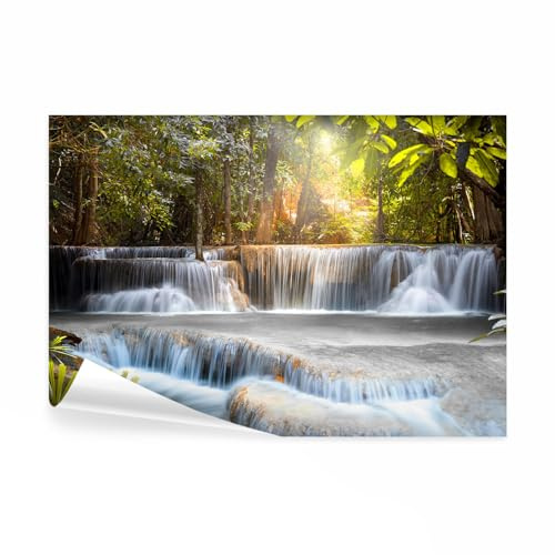 decomonkey Fototapete Wasserfall, 350x256 cm, XXL, Wald Natur, Vlies | Schlafzimmer, Wohnzimmer, Design, Tapete, Fototapeten, Tapeten, Vliestapete, Wandtapete, moderne, Wand