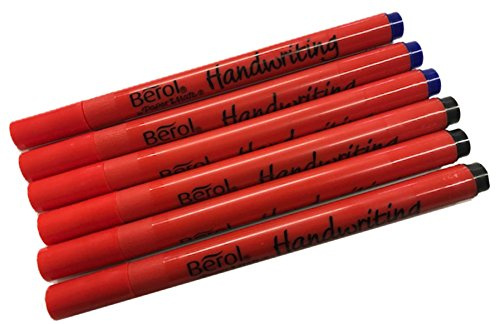 Berol Handwriting Pen Stick - 3 Blue & 3 Black