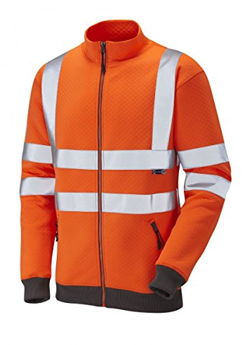 Leo Workwear Libbaton SS03 Diamond Quilt Hi Vis Stand Up Collar Track Top Sweatshirt