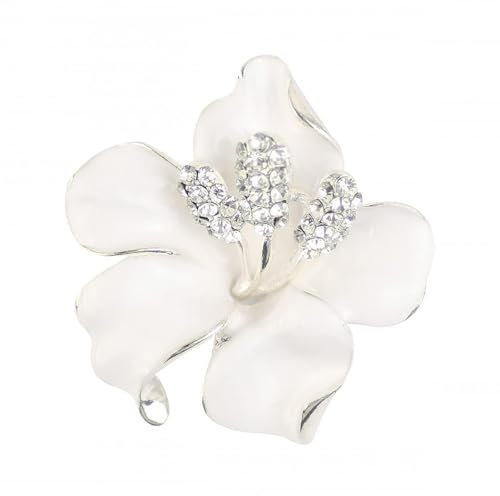 Mecool Brosche Pin für Frauen Blumenbrosche mit kreiertem Kristall Weiß 29,8 g
