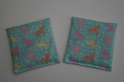 Körnerkissen Weizen Einhörner mint 12x12cm 2 Stück