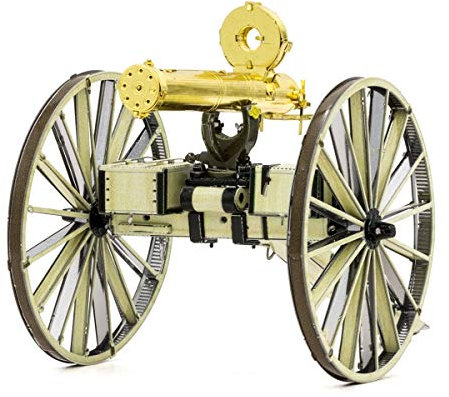Fascinations MMS188 Metal Earth Metallbausätze - Maschinengewehr Wild West Gatling Gun, lasergeschnittener 3D-Konstruktionsbausatz, 3D Metall Puzzle, DIY Modellbausatz, 2.5 Metallplatinen, ab 14 Jahre