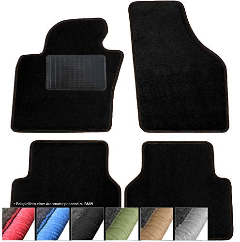 moto-MOLTICO Fußmatten Auto - Velours Autoteppiche passend für BMW 1er E87 (2004-2011) - 4-teiliges Set - Schwarze Automatten mit Schwarzen Ziernähten
