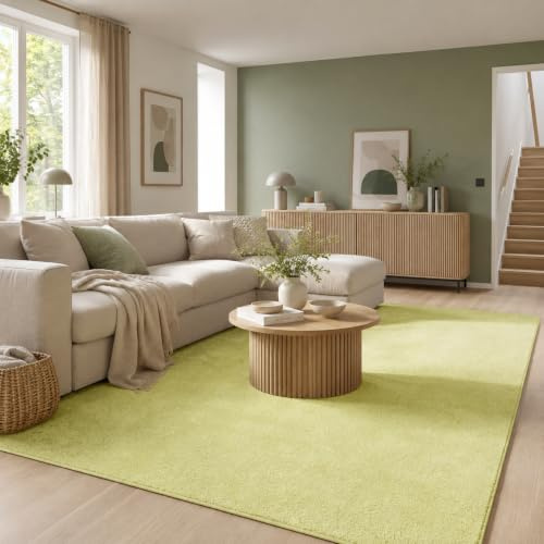 Snapstyle Hochflor Velours Teppich Luna Lindgrün in 24 Größen