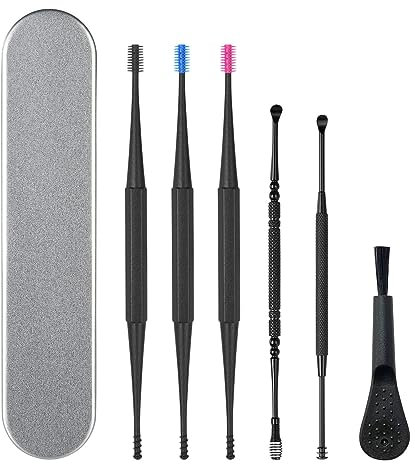 Vicloon Ohrreiniger, 7 Stück Ohrreiniger für Babys mit Aufbewahrungskiste und Reinigungsbürste, Ohrenschmalz Entferner, Ohrenreiniger, Ear Wax Remover zum Reinigen und Massieren der Ohren