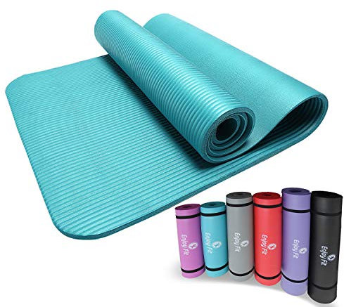 Enjoy Fit Gymnastikmatten mit Gurte Eine Vielzahl von Farben und Spezifikationen Keine Phthalate Yogamatten Einseitige rutschfest leicht zu reinigen (Blau, 183*61*0.8)