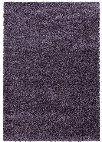 Teppium Moderner Hochflor Teppich Wohnzimmer 160x230 cm Violett - Shaggy Flauschiger Teppich, Extra Weich, Pflegeleicht und Einfarbig - für Schlafzimmer, Küche und Esszimmer