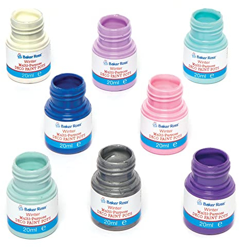 Baker Ross FC158 Multi Purpose Deco Paint Pots - Pack of 8, Paint for Kids, Painting Supplies for Arts and Crafts Projects, Art Sets for Children