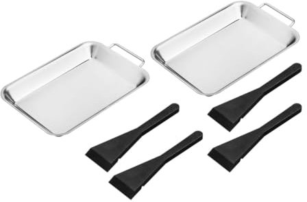 Haushalt International Grillpfanne 21x12,8x2cm Edelstahl 2er Set, Silber/schwarz