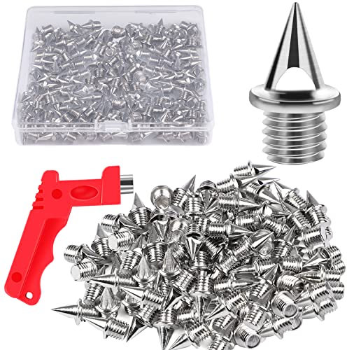 JULMELON Lot de 120 Pointes de Piste et de Cross-Country en Acier Inoxydable argenté de 6,35 mm avec clé à Pique, Pointes de Rechange pour Chaussures de Course Sprint