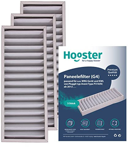 Hooster 3 Stück Filter passend für Pluggit Avent P310 AP310 | Filterklasse G4 (grober Staub etc.) | Alternative zu Pluggit APFG4-310 Filter