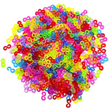 Loom Bänder Verschlüsse, 500 Stück S Clips, Kunststoff Webstühle Bands Clips für Armbandverbindung, Bunt