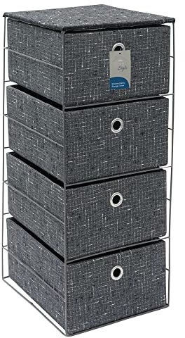 JVL Shadow 4 Drawer Wide Fabric Storage Tower