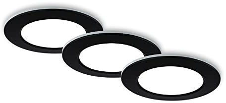 BRILONER - 3er Set Bad Einbaustrahler LED mit Fernbedienung, einstellbar von warmweiß bis kaltweiß, dimmbar, LED Spot, Deckenspots, Spots, Einbauleuchten, Einbauspots, 92x45 mm, Schwarz