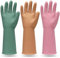 MAMISON 3 Pairs Colorful Reusable Waterproof Household Dishwashing Cleaning Rubber Gloves, Non-Slip Kitchen Glove (Medium)