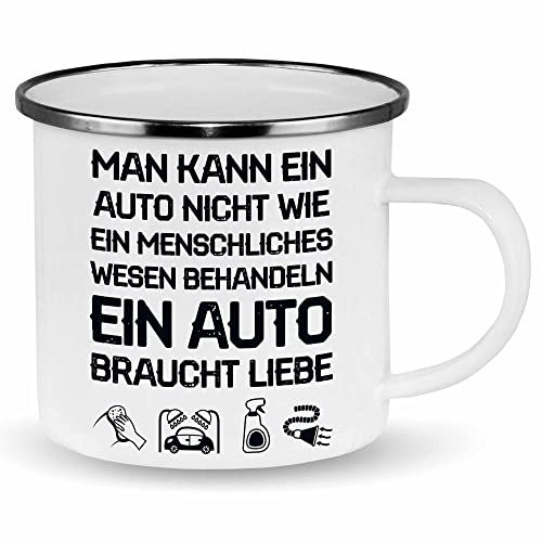 wowshirt Emallie Tasse Man Kann Auto Nicht Wie Menschen Behandeln Autoliebhaber Tuning Kfz-Mechaniker, Farbe:White Metal
