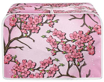 STUOARTE Peach Blossom Toaster Cover 2 Slice Long Slot Flowers Pink Toaster Carrying Bag Dustproof Samll Appliance Covers Washable Rusable for Kitchen Decorative