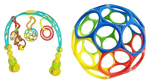 Oball Bright Starts, Bright Starts, Classic, Flexibler und leicht zu handhabender Ball, sensorisches Aktivitätsspielzeug für Kinder Aller Altersstufen, Mehrfarbig