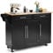 COSTWAY Carrito de Cocina con Cajones y Puerta Aparador con Ruedas Carro de Servicio de Madera (Negro)