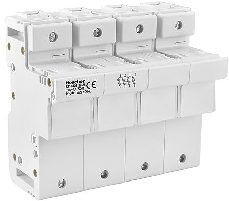 Heschen Zylindrischer Sicherungshalter Sockel, RT18-125(RO17), 100A AC690V, 4-polig, 35mm DIN-Schienenmontage, für RT18 RO17 22 x 58mm Sicherung, CE gelistet
