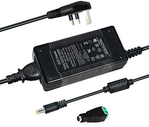 Power Supply 12V 5A, AC DC Converter 100-240V to 12V 5A 60W Security Camera Power Adapter Driver Transformer with DC 5.5mm x 2.1mm Jack for CCTV Security Camera DVR, LED Strip Lights 3 Pin UK Plug