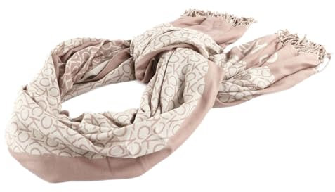 Calvin Klein Fringes Monogram Scarf Doeskin