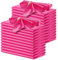 P Pothuiny Lot de 24 serviettes de table carrées en satin soyeux pour mariage, banquet, fête, restaurant, Thanksgiving, Noël - 43,2 x 43,2 cm - Rose vif