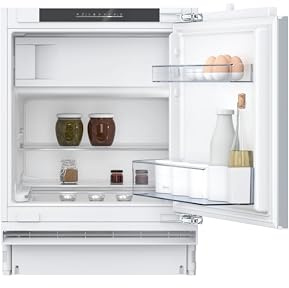 Neff KU2222FD0, N 50, frigorifero compatto sottopiano con congelatore, 82 x 60 cm, capacità totale totale: 110 l, 35 dB, cerniera piatta, capacità utile frigorifero: 93 l, capacità utile congelatore