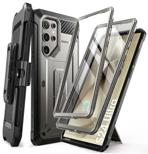 SUPCASE Unicorn Beetle Pro - Funda para Samsung Galaxy S24 Ultra con Soporte, 2 Marcos Frontales, 360°, Cuerpo Completo, a Prueba de Golpes, con Clip para cinturón y Soporte con Protector de Pantalla