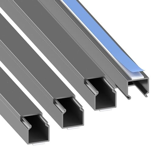 Habengut | Mini Kabelkanal Titan 15x15 mm – Flacher, Selbstklebender TV Kabelkanal für Wand & Technik, ohne Bohren, 4X 1 m – Kabel verstecken, aus überstreichbarem PVC