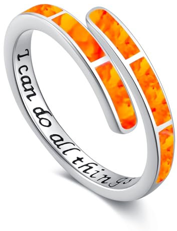 Twoowl Opal Ring 925er Sterlingsilber Orangefarbener Opal Ring Verstellbarer Ring Schmuck für Frauen und Mädchen - Geburtstagsgeschenk