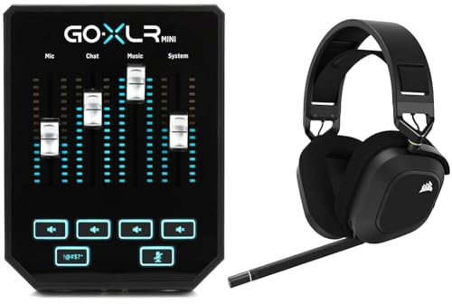 TC Helicon GoXLR MINI Online-Broadcast-Mixer mit USB-/Audio-Schnittstelle und Midas-Vorverstärker & CORSAIR HS80 RGB WIRELESS Multiplattform-Gaming-Headset
