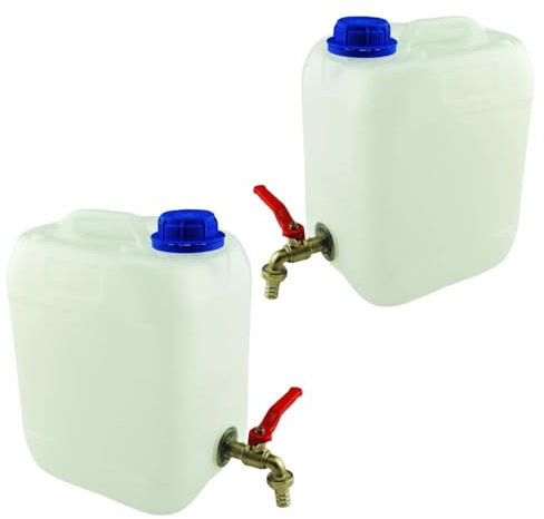 Lot de 2 bidons d'eau en plastique - 10 l - Avec robinet - Bidon d'eau potable - Bidon en plastique - Pour la maison, le jardin, la voiture et le camping - Fermeture étanche