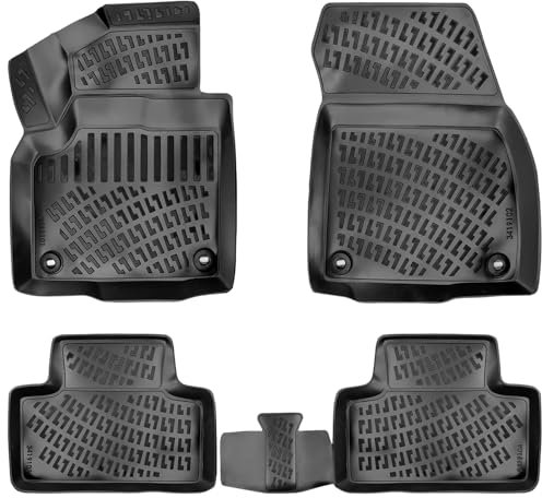 Rizline Passgenau 3D Fussmatten Auto Kompatibel mit Range Rover Evoque 1. Gen. 2011-2018 Passgenau Gummimatten Auto Zubehör 1. und 2. Reihe TPE Allwetter Geruchlos rutschfest Vorne & Hinten