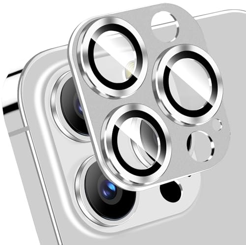 HeeYeal Kameraschutz für iPhone 16 Pro/16 Pro Max Kamera Schutzfolie-Silber | Härte Panzer Schutz Glas Aluminiumlegierung Linsenschutz Kamerafolie, HD Camera Protector für iPhone 16 Pro/iPhone 16 Pro Max