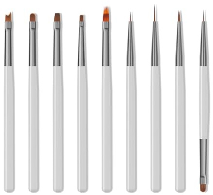 Nail Art Pinsel Set, 9pcs Nageldesign Malerei Pinsel, Professionelle Nail Art Design Pinsel, Nail Fine Liner Pinsel,Grau