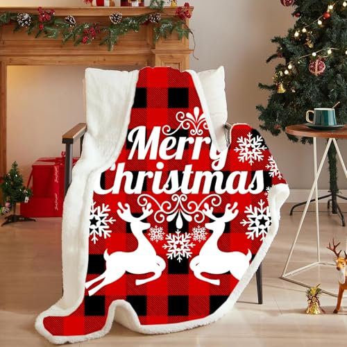 ASSUGO kuscheldecke Weihnachten, wohndecken kuscheldecken 150x200, Weich Leicht weihnachtsdecke Wolllamm, Sofa Decke Weihnachten, Flauschdecke Couchdecke