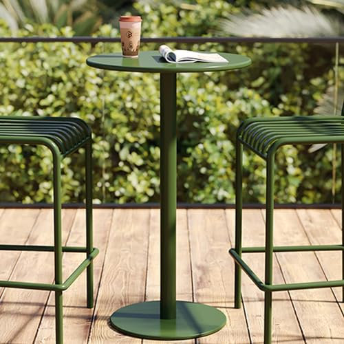 Barra de bar de metal verde con parte superior de hierro para patio, jardín, balcón, cocina, muebles pequeños de comedor y ocio (tamaño: 48 x 48 x 72 cm)
