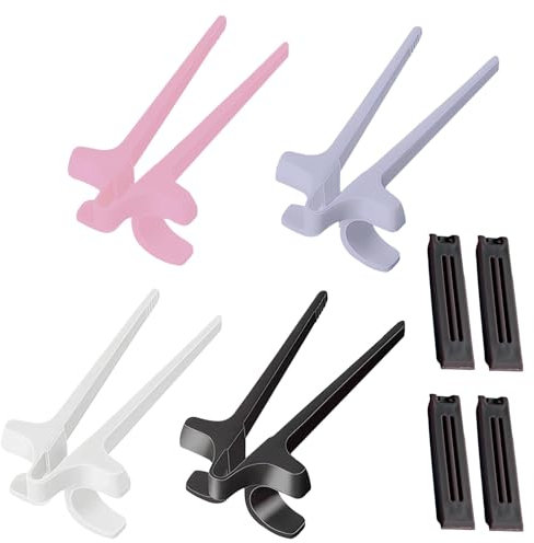 4 Palillos Para Dedos Y 4 Clips De Bloqueo Para Refrigerios, Palillos De Plástico, Palillos Portátiles, Palillos Para Refrigerios, Clips De Bloqueo A Prueba De Humedad