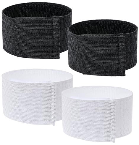 JJUNW 4 Stück Schienbeinschonerhalter, Stutzenhalter Fussball mit Klettverschluss Anti Rutsch Schienbeinschoner Halter für Herren Damen und Kinder (Schwarz + Weiß)