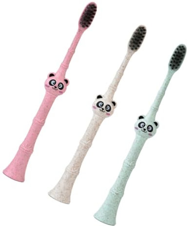 KOMBIUDA 3stücke Pack Cartoon Zahnbürsten Für Junge Mädchen Ökologische Zahnbürsten Aus Weizenfasern Mit Gelenken Zufällige Farbe Mit Ergonomischem Pp-griff Und Weichen Borsten Für