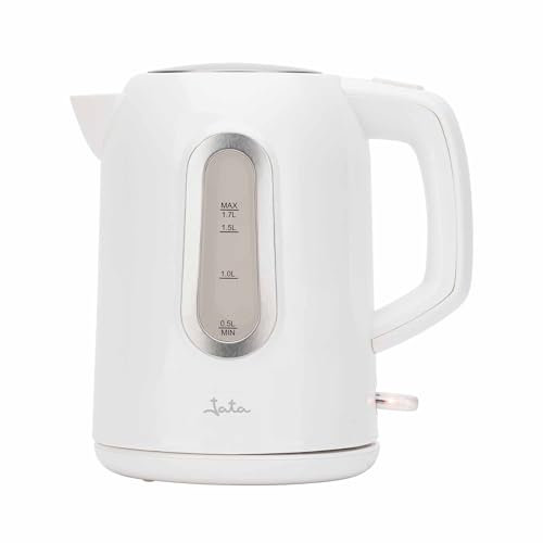 JATA JEHA1809 - Hervidor Agua Electrico. Capacidad: 1.7 L. 2200 W. Máxima rapidez. Filtro Antical Extraíble. Base giratoria 360º. Visor de Nivel de Agua. Libre de BPA. Fácil Limpieza. Jarra sin Cable