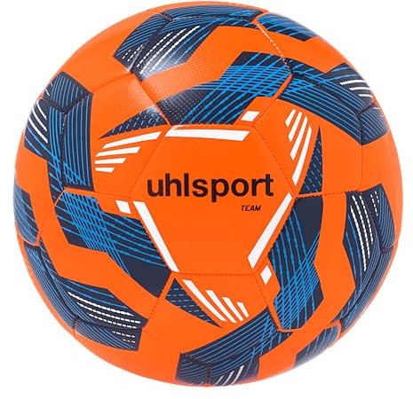 uhlsport Team balón de fútbol, Jóvenes y Adultos, Naranja Fluo/Azul Marino/Blanco, 5