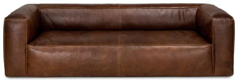Valencia Graz Leather Wide Sofa 92 | Premium Full Semi-Aniline Leather | Modern Wide Couch with Unique Variations, Legless Design for Living Room, Chocolate