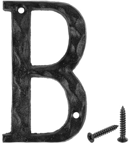 sourcing map House Address Letter, 4.9 Inch Cast Iron Vintage Wall Letter B Outside Letters for Home Street Office Mailbox Sign, Black
