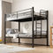 Cenbunsh Etagenbett aus Eisen, 90 x 190 cm, 2-in-1, abnehmbares Bett, 2-Sitzer, mit Geländer und Metallleiter, für Jugendliche und Erwachsene, industrieller Stil (schwarz-normal)