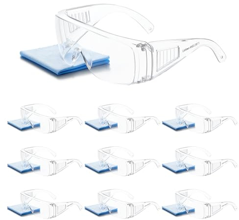 Lonlown ANSI Z87.1 Clear Safety Glasses with Eye Protection Anti Fog and Scratch for Men and Women, 10 Pack