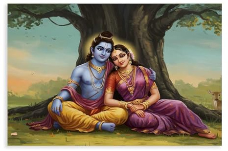 Poster von Lord Ram, Sita und Rama, Leinwandposter, Schlafzimmer, Dekoration, Landschaft, Büro, Raumdekoration, Geschenk, 30 x 45 cm