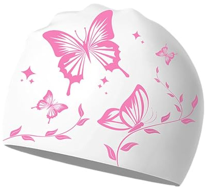 HORREX Cuffia Piscina Donna Silicone Impermeabile per Capelli Folti | Cuffia Piscina Elevata Elasticità, Cuffie Nuoto Resistente Confortevole Protezione delle Orecchie per Allenamento di Nuoto
